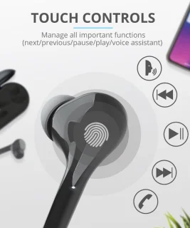 Trust Nika Touch Bluetooth Draadloze Oordopjes Zwart