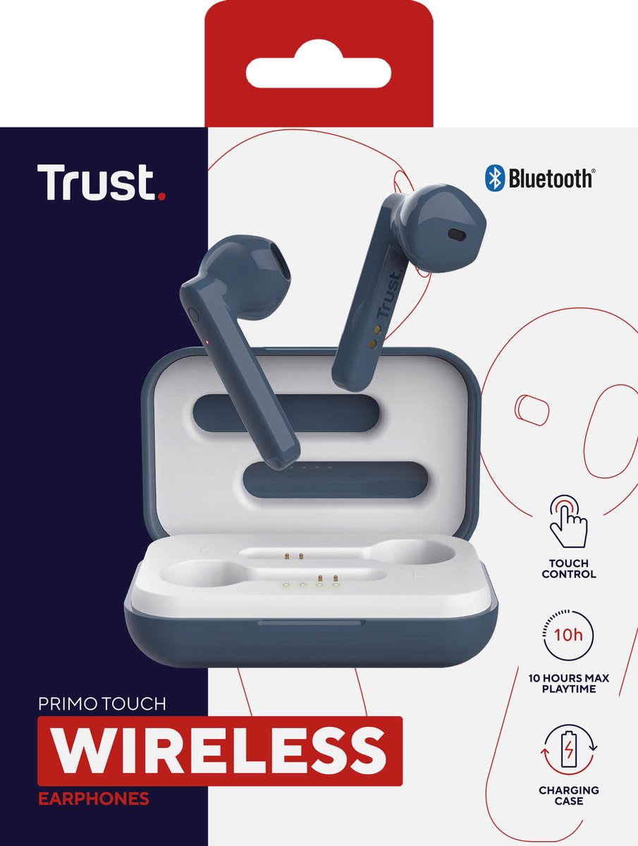 Trust Primo Touch Draadloze Oordopjes Blauw