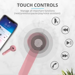 Trust Primo Touch Draadloze Oordopjes Roze