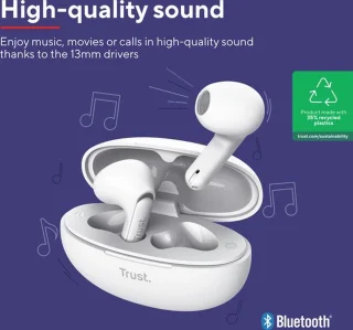 Trust Yavi Bluetooth Draadloze Earphones Wit