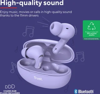 Trust Yavi Bluetooth Draadloze Oordopjes Paars