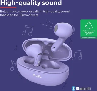 Trust Yavi Bluetooth Draadloze Oordopjes Paars