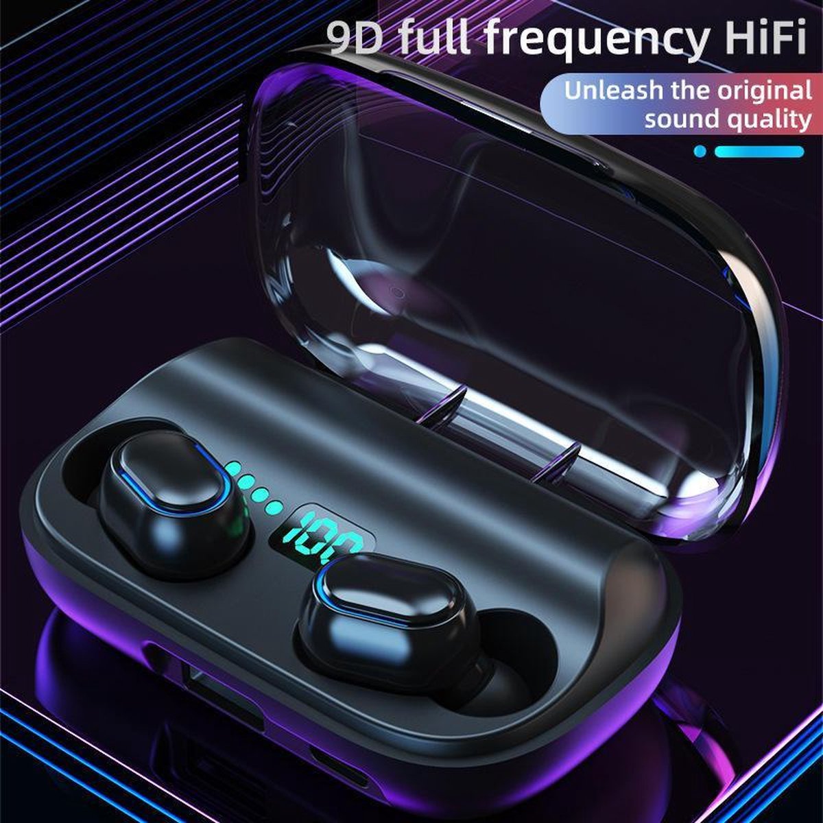TWS Bluetooth In-ear Draadloze Oordopjes Zwart