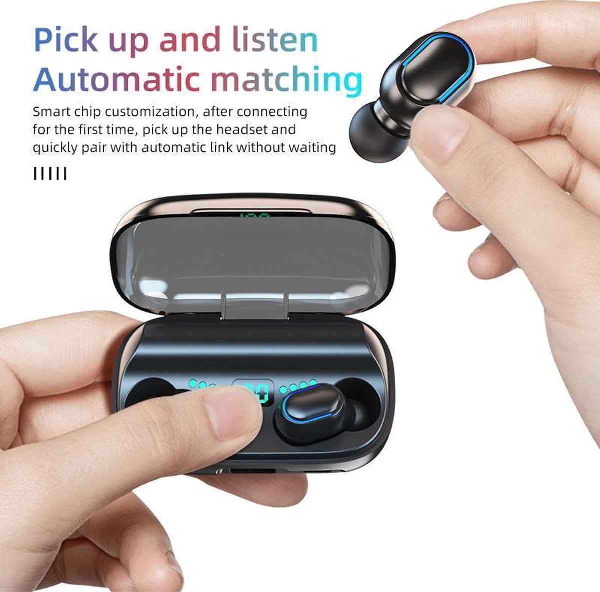 TWS Bluetooth In-ear Draadloze Oordopjes Zwart