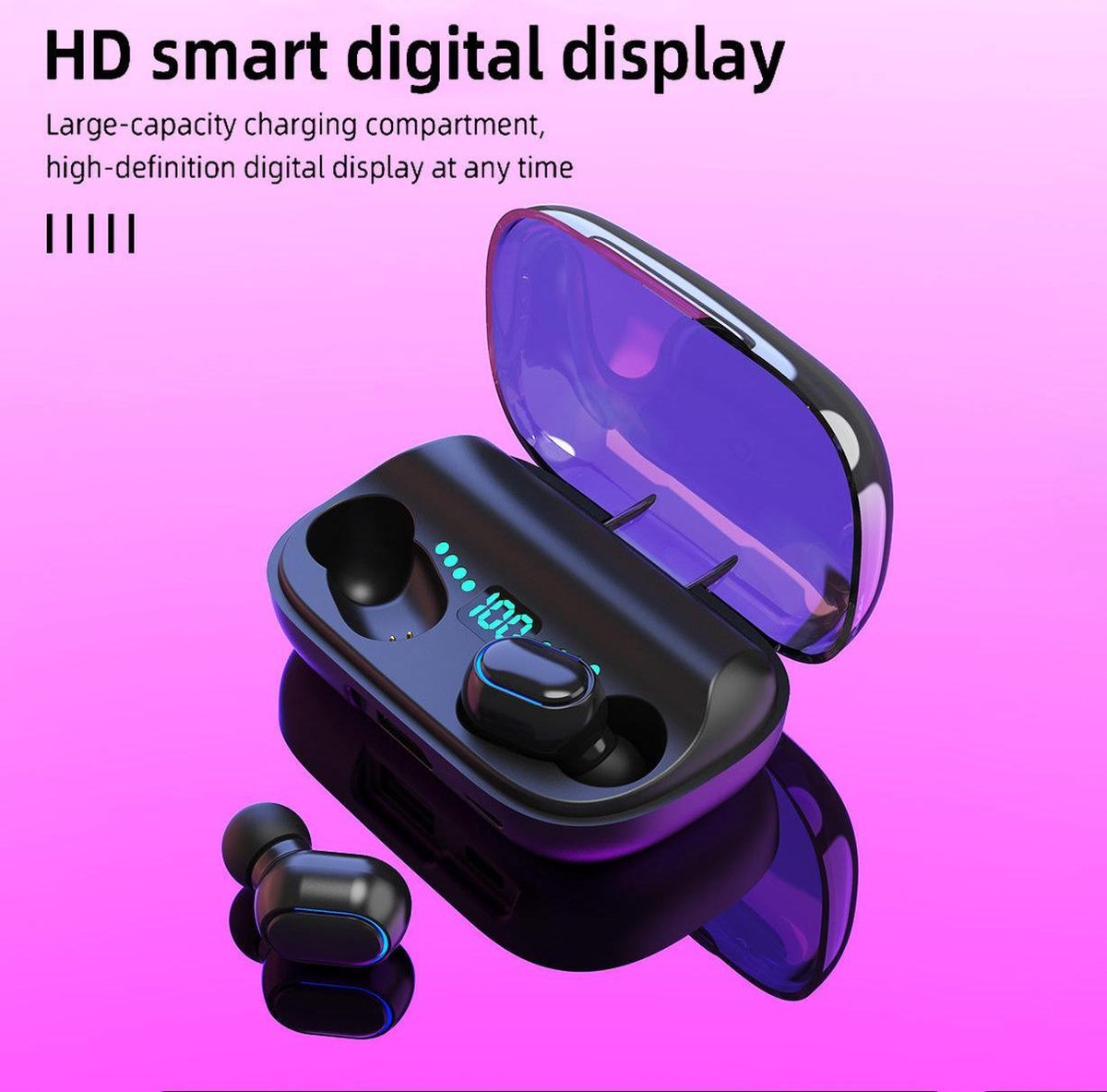 TWS Bluetooth In-ear Draadloze Oordopjes Zwart