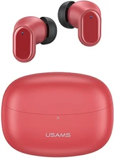 USAMS BHUBH03 Bluetooth 5.1 TWS draadloze hoofdtelefoon rood