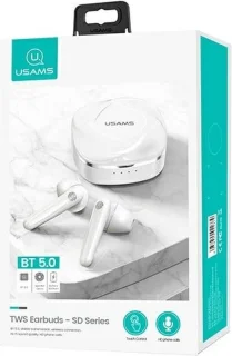 USAMS BHUSD01 Bluetooth 5.0 TWS hoofdtelefoon wit
