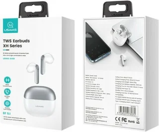 USAMS BHUXH03 Bluetooth 5.1 TWS XH-serie draadloze hoofdtelefoon blauw