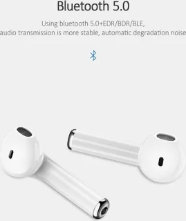 USAMS Bluetooth 5.0 TWS LU-serie draadloze hoofdtelefoon wit BHULU01