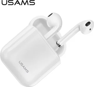 USAMS Bluetooth 5.0 TWS LU-serie draadloze hoofdtelefoon wit BHULU01
