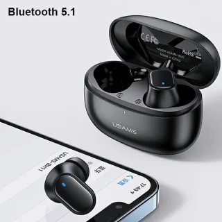 USAMS Bluetooth 5.1 Draadloze Earbuds Zwart