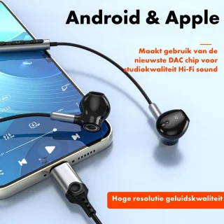 USB C Oordopjes met Microfoon voor 15 Pro Max en S24 Ultra