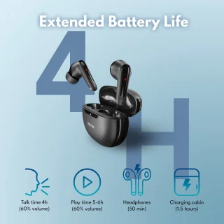 Voltma EchoBuds Draadloze Bluetooth Oordopjes Zwart