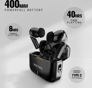 Voltma Sky Beats Draadloze Bluetooth Oordopjes Glanzend Zwart