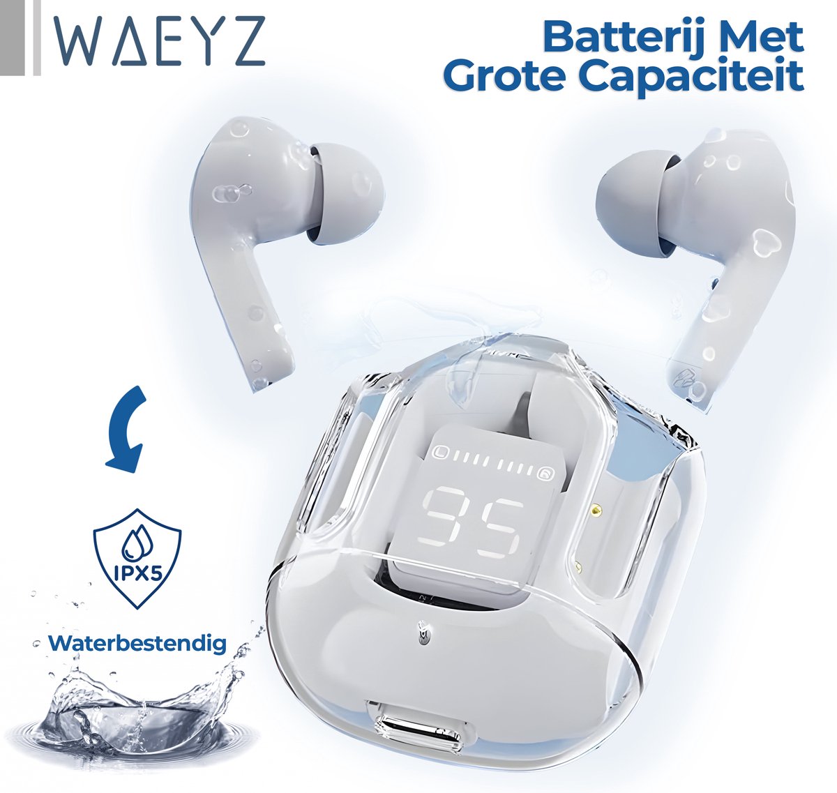 WAEYZ Bluetooth 5.3 Draadloze Oordopjes Wit