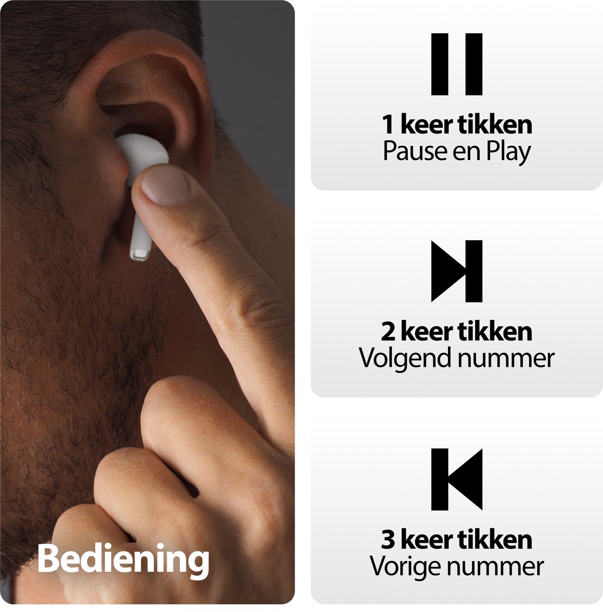Witte EarBuds Draadloze Bluetooth 5.3 Oordopjes met Microfoon