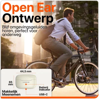 Xssive Open Ear Draadloze Oortjes Beige Bluetooth 5.3