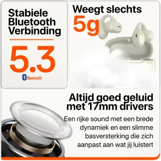 Xssive Open Ear Draadloze Oortjes Beige Bluetooth 5.3