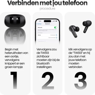Xssive TWS13 Draadloze In-Ear Oordopjes Zwart