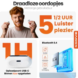 Xssive TWS16 Draadloze Oordopjes Wit