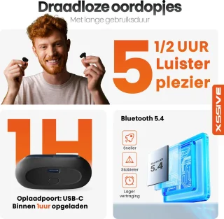 Xssive TWS16 Draadloze Oordopjes Zwart