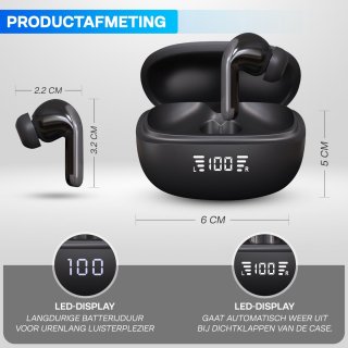 Yurda Draadloze Bluetooth Oordopjes Zwart
