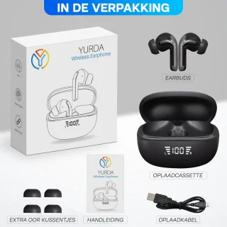 Yurda Draadloze Bluetooth Oordopjes Zwart
