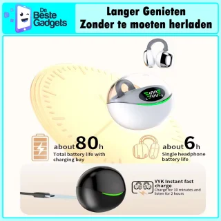 YYK Q69 Draadloze oordopjes Oorclip Zwart