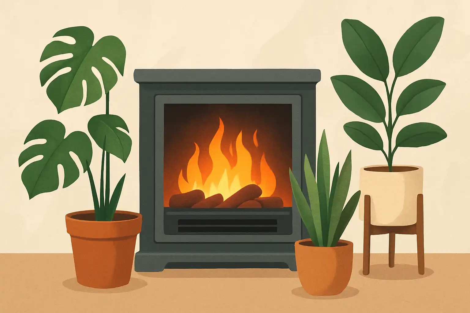 Elektrische haarden en kamerplanten: welke planten overleven warmte en hoe style je ze veilig