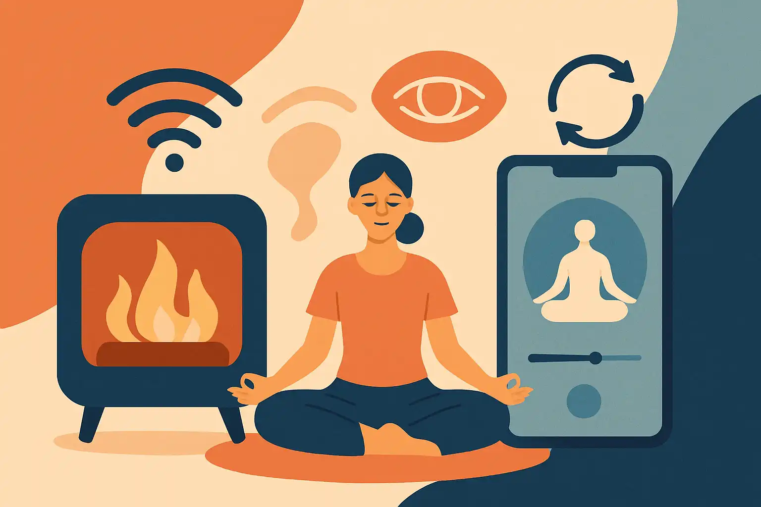 Synchroniseer je elektrische haard met meditatie- en ademhalingsapps: zo bouw je een rustgevende avondroutine