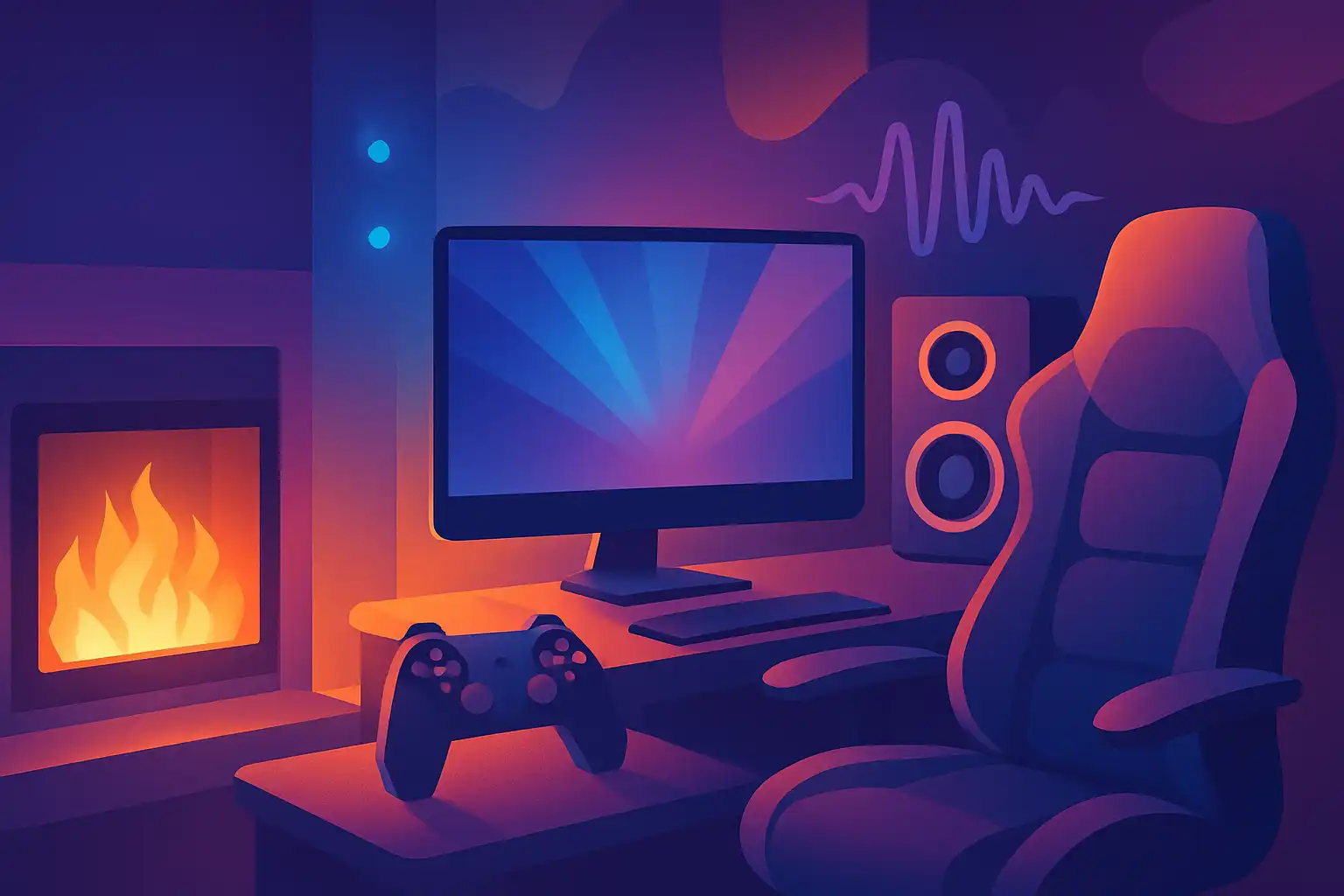 Zo richt je de ultieme gamehoek in rond je elektrische haard: licht, geluid en comfort voor marathon-sessies