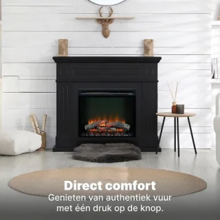 HomeByNicole Aurora Flame XHD28 – Luxe Elektrische Inbouwhaard 28" – 1400W – Realistisch Optiflame Vlameffect – LED Verlichting – Verwarmingsfunctie – Inclusief Afstandsbediening – Moderne Wandhaard – Zwart Metaal – Stil & Energiezuinig