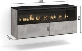 Moderne LED Elektrische Haard - Decoratieve Hanghaard zonder Warmte | 102x45x35cm