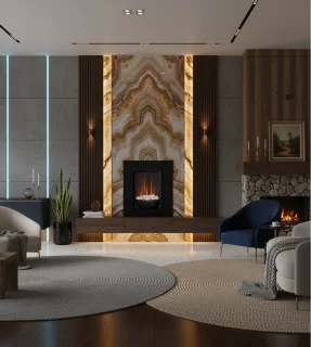 Elektrische Sfeerhaard – HomeByNicole LumiFire™ Zwart – Wandhaard met Realistisch Vlam Effect, Verwarming 900–1800W, Inclusief Witte Kiezelstenen & Grafietschaal – Moderne Wandkachel voor Binnen – 73x60x20 cm – EU-stekker