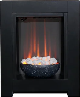 Elektrische Sfeerhaard – HomeByNicole LumiFire™ Zwart – Wandhaard met Realistisch Vlam Effect, Verwarming 900–1800W, Inclusief Witte Kiezelstenen & Grafietschaal – Moderne Wandkachel voor Binnen – 73x60x20 cm – EU-stekker