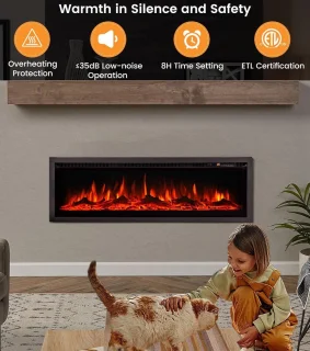 Wandmontage open haard elektrisch vrijstaand metalen plaat kleurrijke vlam afstandsbediening kristal 900 W-1800 W 40 inch 102 cm Smart WiFi. Elektrische haard