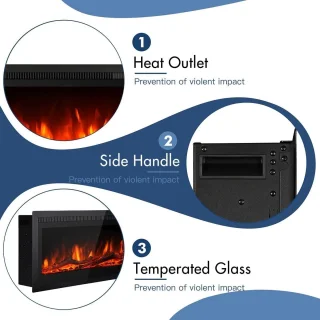 Wandmontage open haard elektrisch vrijstaand metalen plaat kleurrijke vlam afstandsbediening kristal 900 W-1800 W 40 inch 102 cm Smart WiFi. Elektrische haard