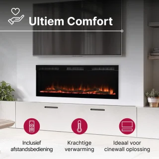 Dimplex Sense 50 Elektrische Sfeerhaard 127 cm – Inbouw & Wandhaard voor Cinewall – LED Optiflame Vlammen – Met Verwarming, Afstandsbediening & App-bediening – Zwarte Designhaard