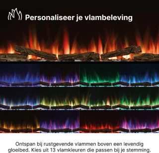 Dimplex Sense 50 Elektrische Sfeerhaard 127 cm – Inbouw & Wandhaard voor Cinewall – LED Optiflame Vlammen – Met Verwarming, Afstandsbediening & App-bediening – Zwarte Designhaard