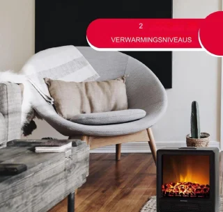 Elektrische Open Haard met Verwarming - Elektrische Haard - Elektrische Kachel - Draagbare Open Haard - 750 W/1500 W - met Vlamsimulatie - Led-Decoratieve Open Haard voor Binnen - Zwart