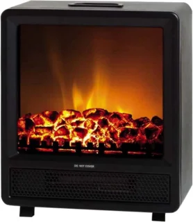 Elektrische Open Haard met Verwarming - Elektrische Haard - Elektrische Kachel - Draagbare Open Haard - 750 W/1500 W - met Vlamsimulatie - Led-Decoratieve Open Haard voor Binnen - Zwart