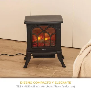 Draagbare Elektrische Open Haard met Klassieke Vlam en Thermostaat - 750/1500 W