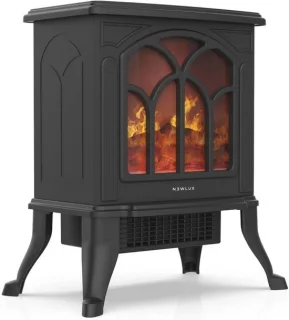 Draagbare Elektrische Open Haard met Klassieke Vlam en Thermostaat - 750/1500 W