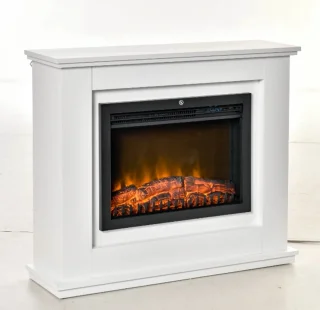 Sfeerhaard Elektrisch - Haard met Verwarming - 3D LED-vlameffect - 1000/2000W - Openhaard - Decoratieve Haardkachel - Kachel Vrijstaand - MDF - Wit - 98x27.5x80 cm