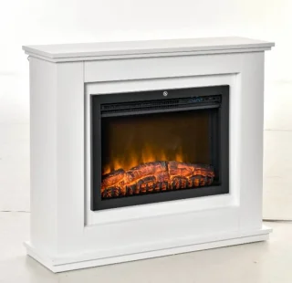 Sfeerhaard Elektrisch - Haard met Verwarming - 3D LED-vlameffect - 1000/2000W - Openhaard - Decoratieve Haardkachel - Kachel Vrijstaand - MDF - Wit - 98x27.5x80 cm