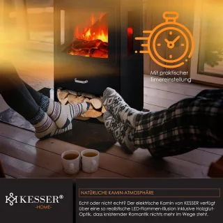 Elektrische Open Haard met Verwarming en Afstandsbediening - Panorama Kijkvenster en LED-vlameffect