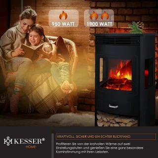 Elektrische Open Haard met Verwarming en Afstandsbediening - Panorama Kijkvenster en LED-vlameffect