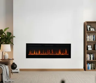 HomeByNicole Luxe Elektrische Haard "Infinity Flame" – 60 inch 3-in-1 Sfeerhaard | Wandhaard, Inbouwhaard & Staande Haard | 3D Vlameffect met 12 Kleuren | LED Sfeerhaard met Verwarming, Timer & Afstandsbediening – Modern Zwart Design