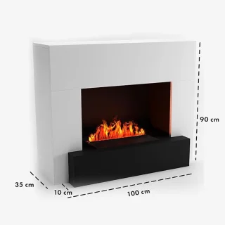 HomeByNicole AquaGlow Waterdamp Sfeerhaard – Elektrische LED 3D Haard met Knisperend Vuurgeluid, Afstandsbediening, Vrijstaand – Opti-Myst 500 – 110x90x45 cm – Wit