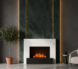 HomeByNicole AquaGlow Waterdamp Sfeerhaard – Elektrische LED 3D Haard met Knisperend Vuurgeluid, Afstandsbediening, Vrijstaand – Opti-Myst 500 – 110x90x45 cm – Wit